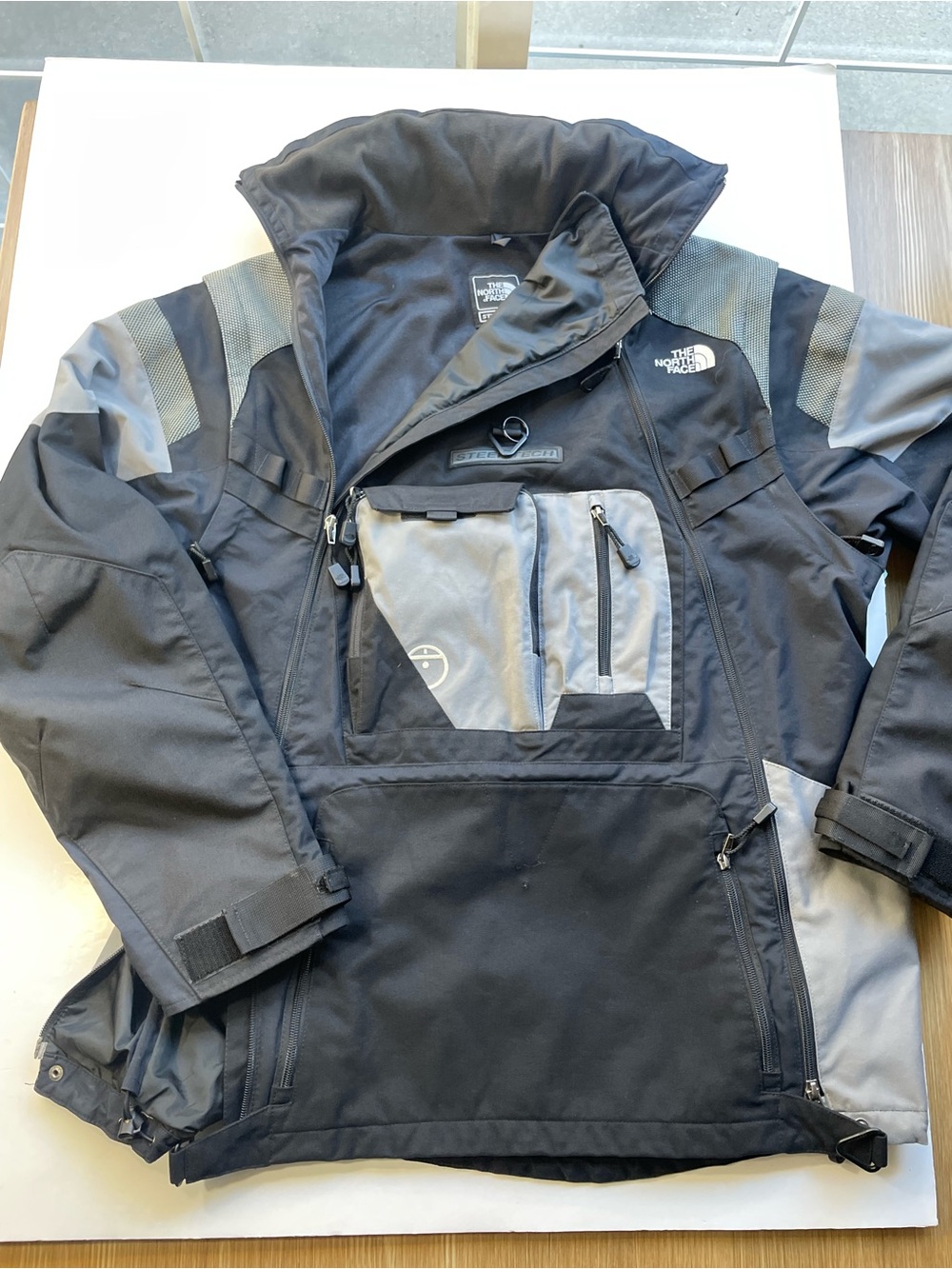 The North Face Steep Tech Transformer Jacket Zip Off Sleeves Grey Black Men's XL